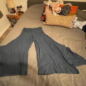 Teal, flared palazzo pants